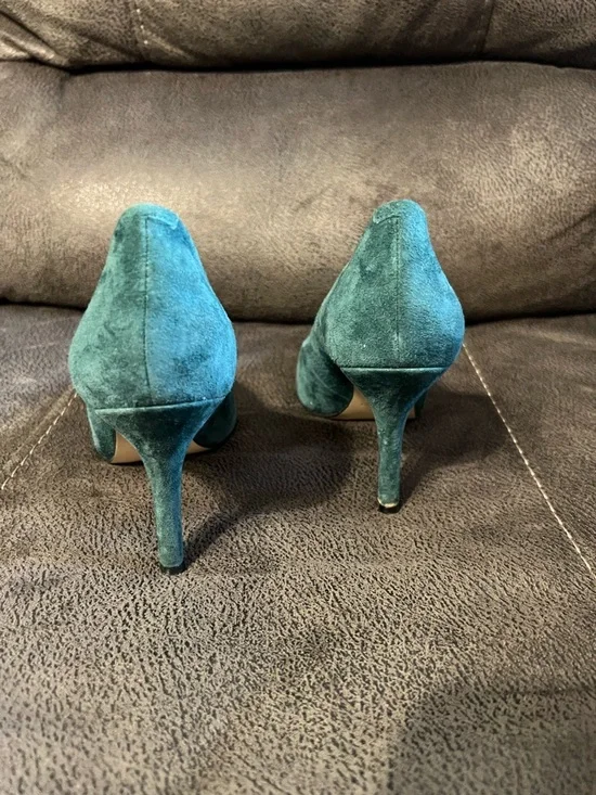 Nine West Teal Suede Pointed-Toe Heels Size 5.5 M - Picture 4 of 7